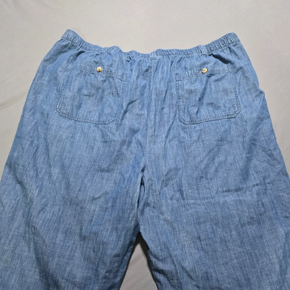 KingSize Chambray Pants Mens 3XL  38 Big Blue Cotton Elastic Waist Pleated